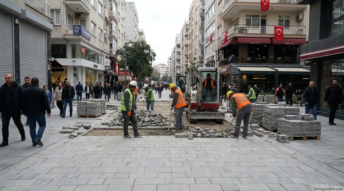 Alsancak Kıbrıs Şehitleri Caddesi'nde zemin yenileniyor