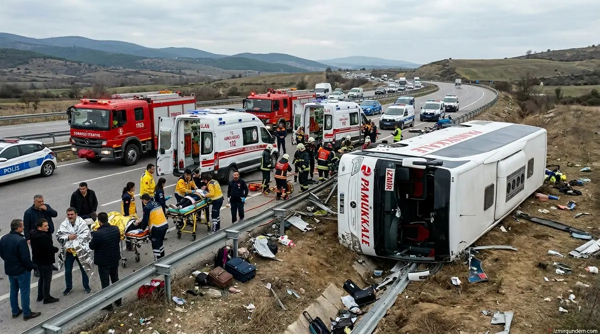 Balıkesir'de İzmir otobüsü devrildi: 3 ölü 31 yaralı