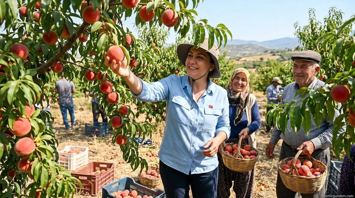 Başkan Sengel Belevi'de Şeftali Hasadına Katıldı