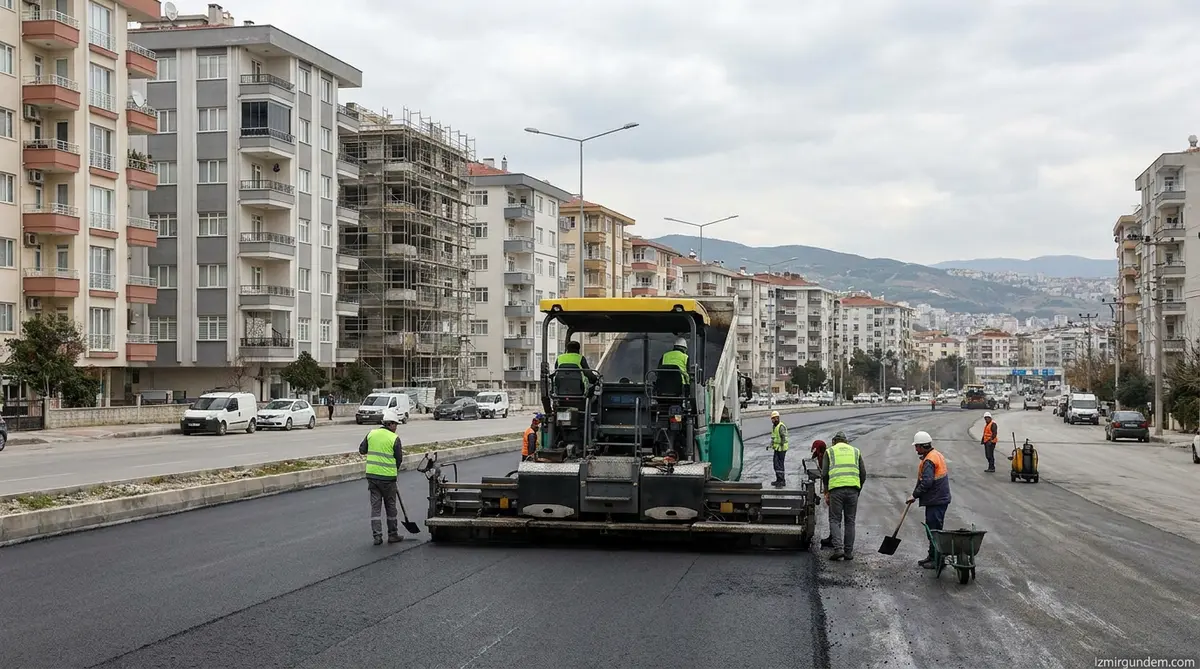 Bornova Belediye Başkanı Ömer Eşki Asfalt Finişeri Başına Geçti