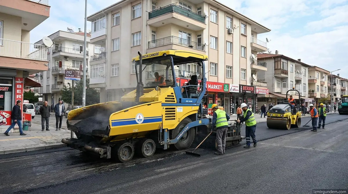 Bornova Çamdibi'nde 282 Sokak Asfaltla Yenileniyor