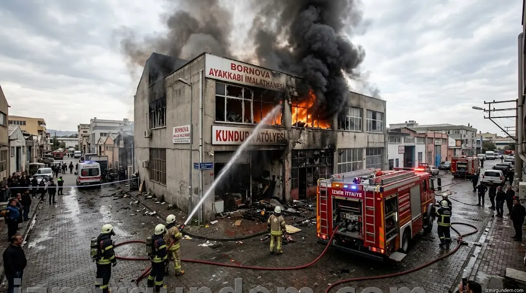 Bornova'da Ayakkabı İmalathanesinde Korkutan Yangın