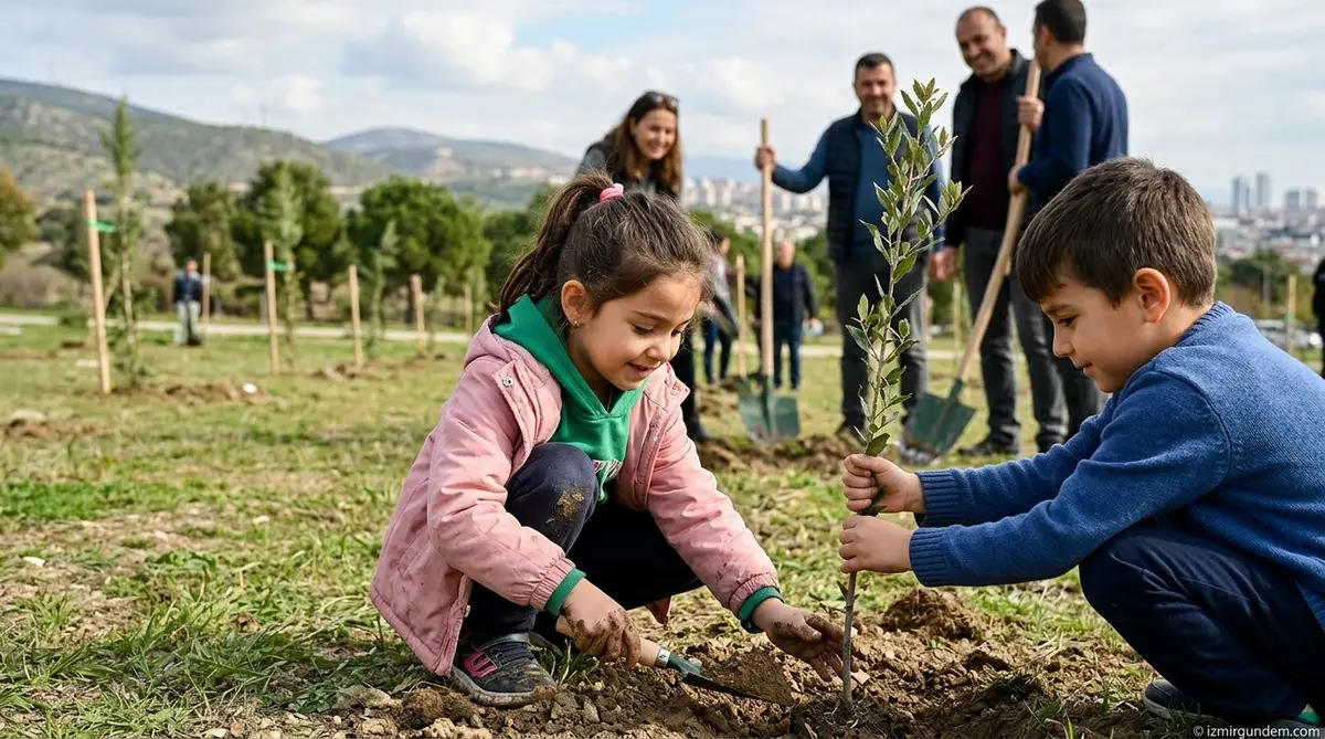Bornova'da Minik Eller Geleceğe Nefes Oldu: 100 Yeni Fidan