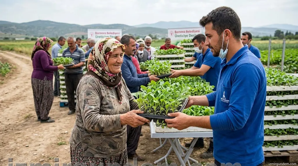 Bornova'da Çiftçiye 150 Bin Sebze Fidesi Desteği