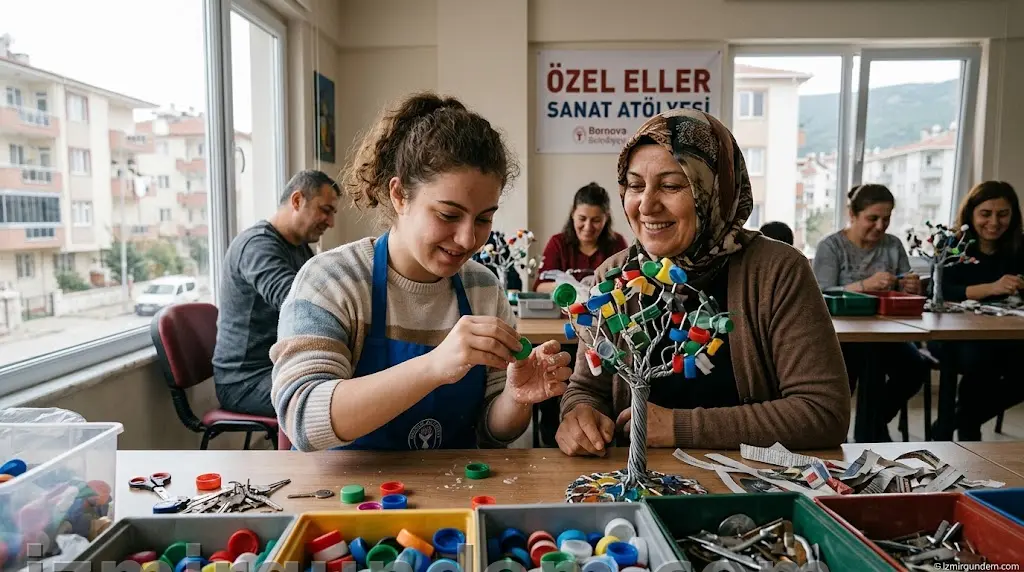 Bornova'da Özel Eller Atıkları Sanata Dönüştürdü
