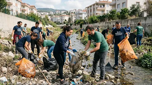 Buca Manavur Deresi Gönüllülerle Temizlendi