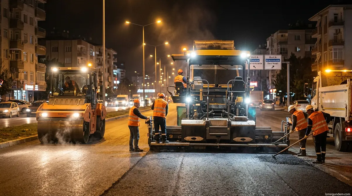 Buca Yollarında Gece Mesaisi: 15 Bin Ton Asfalt Serildi