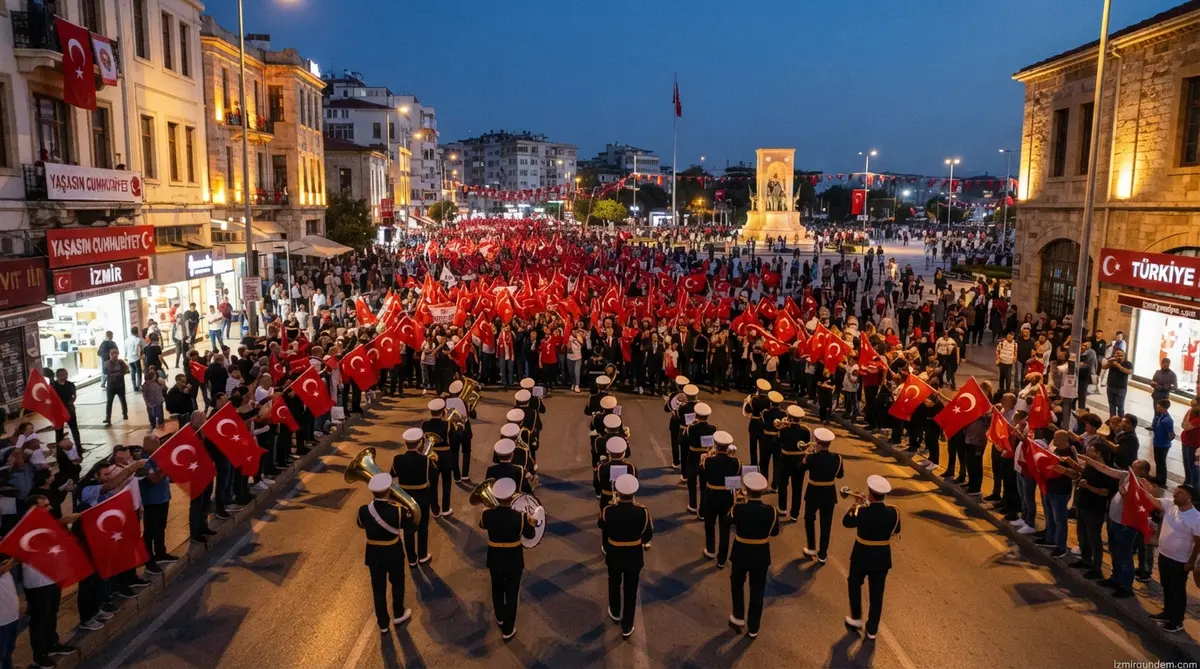 Buca'da 29 Ekim Korteji Işılay Saygın Meydanı'na Yürüdü