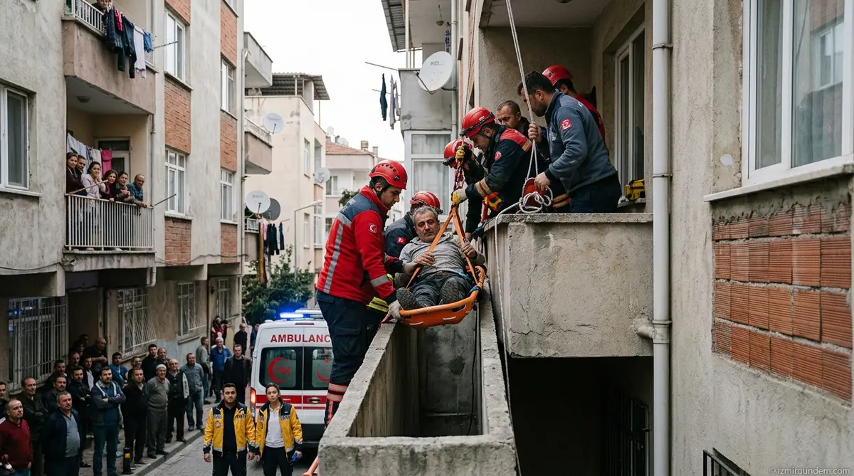 Buca'da Apartman Boşluğuna Düşen Kişi Kurtarıldı