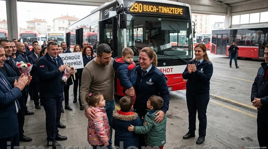 Buca'da ESHOT Şoförü Anneye Dördüz Sürprizi