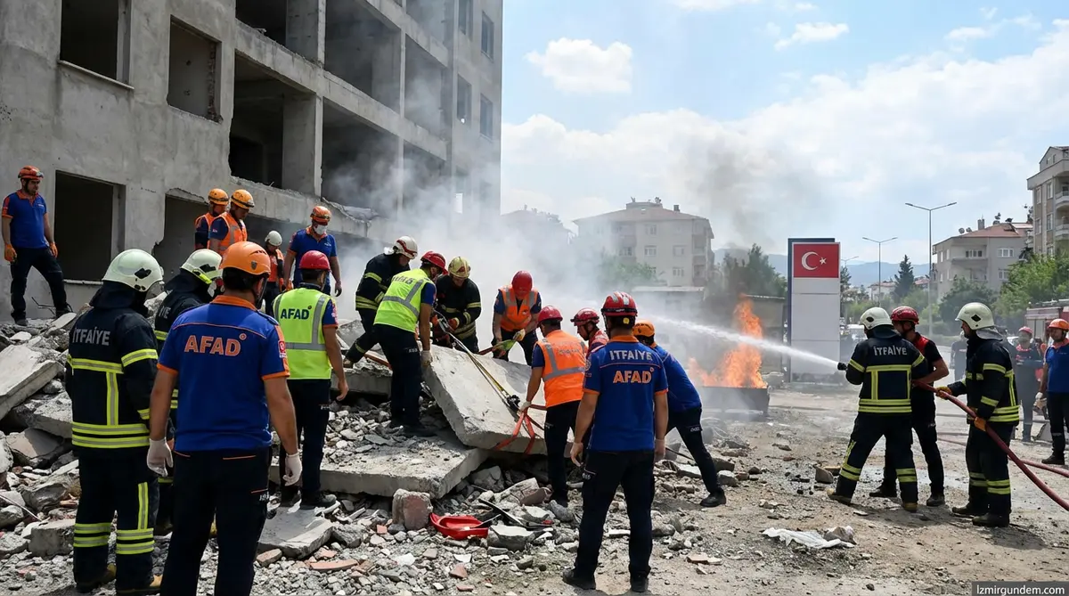 İzmir'de Deprem ve Yangın Tatbikatı