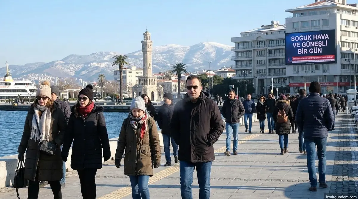 İzmir'de Soğuk Hava ve Güneşli Bir Gün