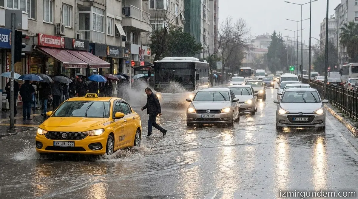 İzmir'de Sağanak Yağış Hayatı Olumsuz Etkiledi