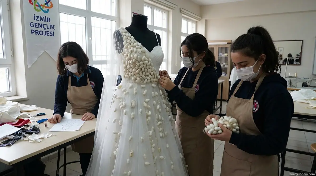 Liseliler İpek Kozasıyla Gelinlik Tasarladı