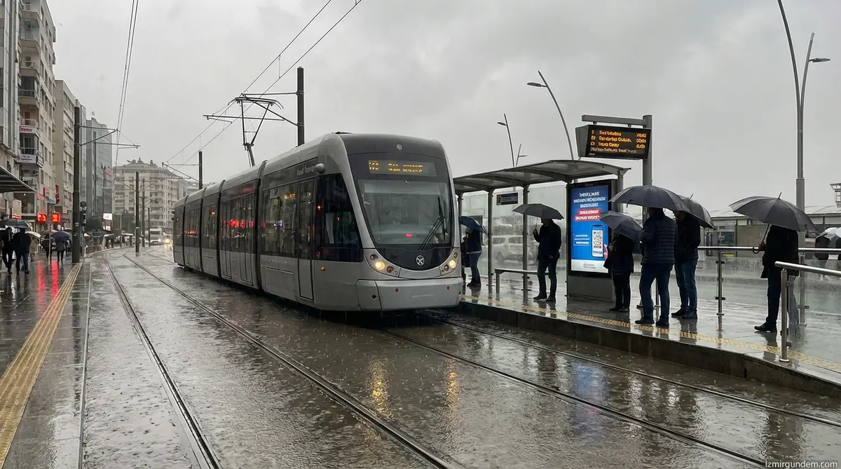 İzmir'de Yağmur: Çiğli Tramvay Seferleri Durdu
