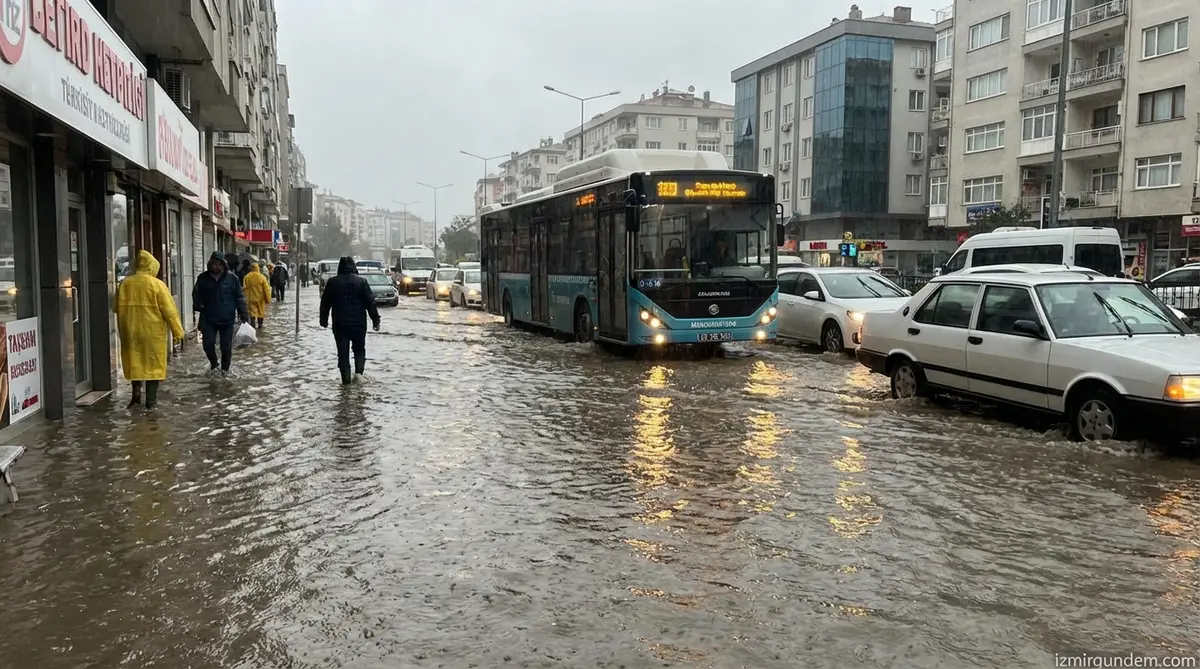 İzmir'de Sağanak Hayatı Durma Noktasına Getirdi
