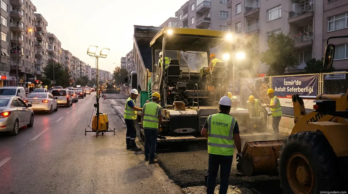 İzmir'de Asfalt Seferberliği: İZBETON Ekipleri 7/24 Sahada