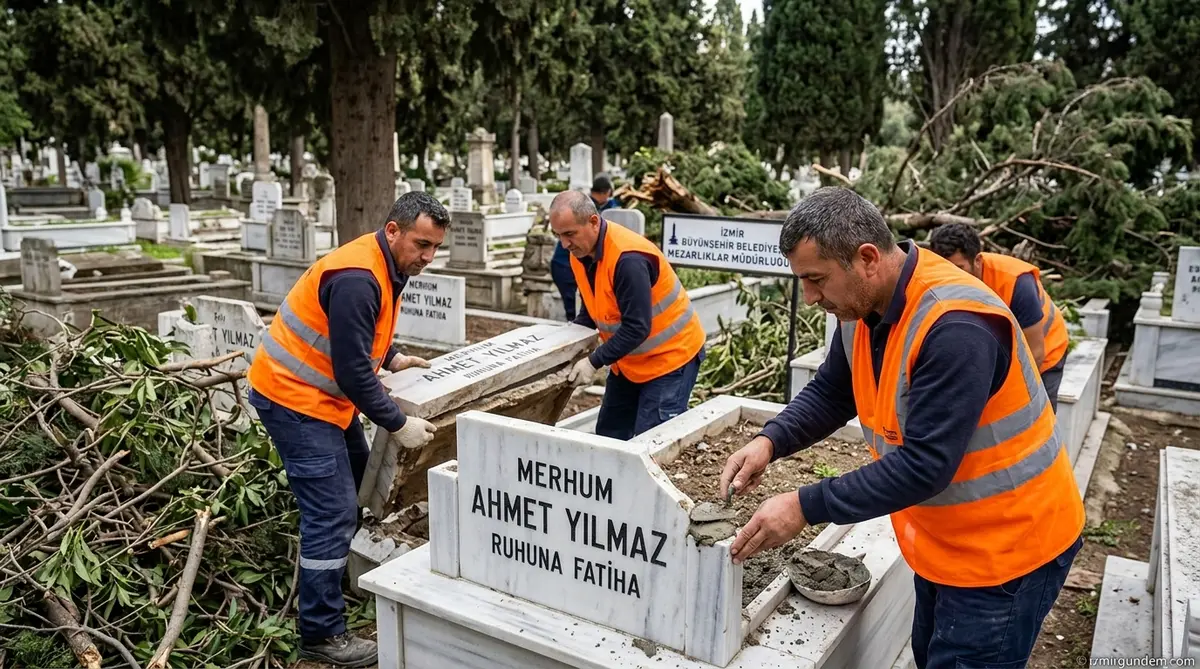 İzmir Mezarlıklarında Fırtına Seferberliği: 63 Mezar Onarılıyor