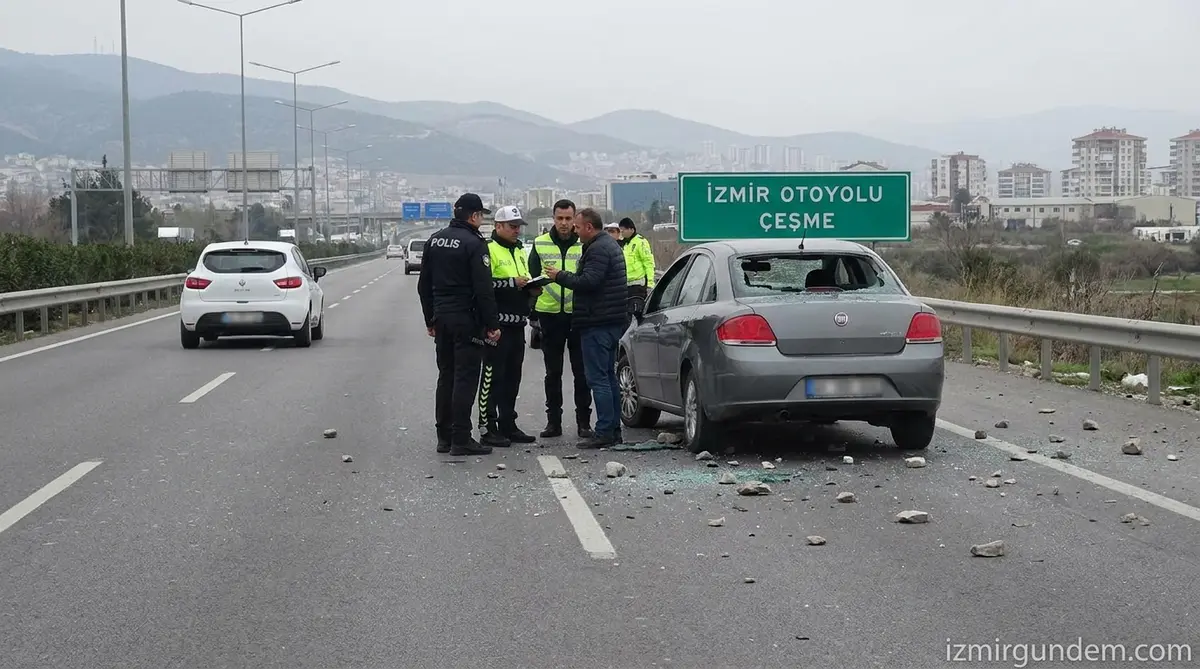 İzmir Otoyolunda Yol Tartışması Taşlı Saldırıya Dönüştü