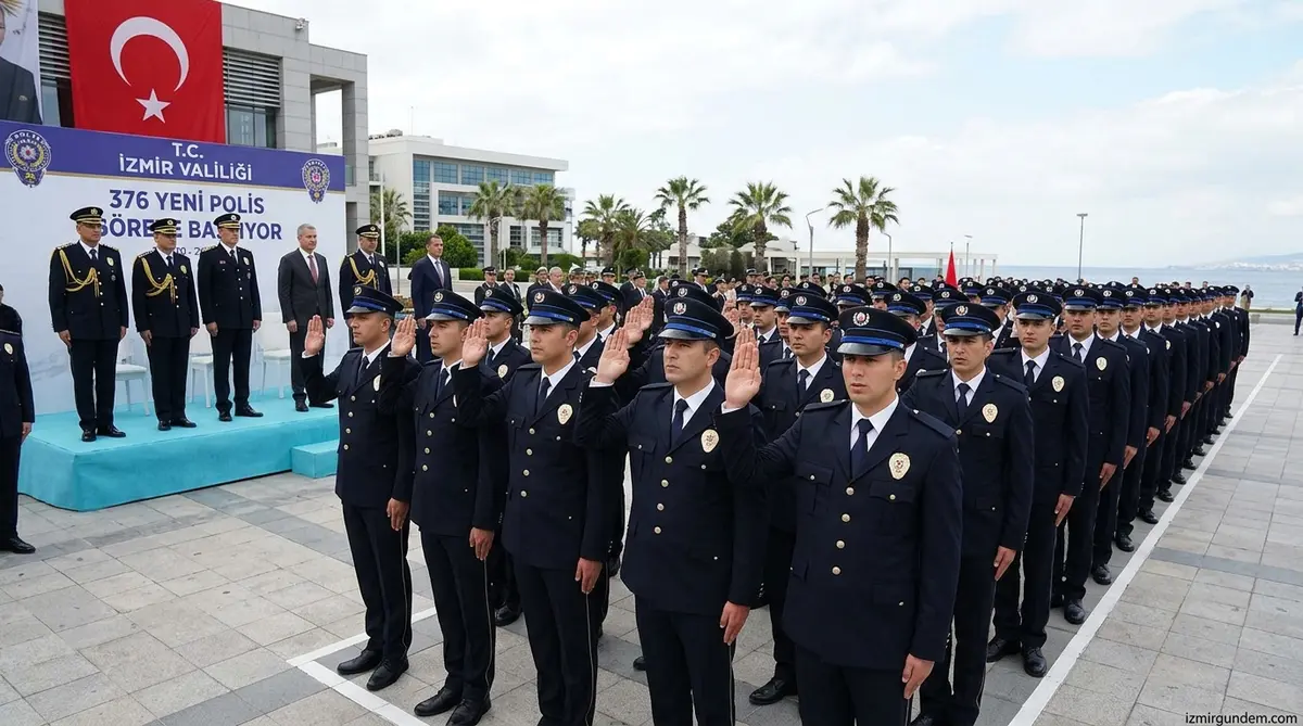 İzmir'de 376 Yeni Polis Yemin Ederek Göreve Başladı