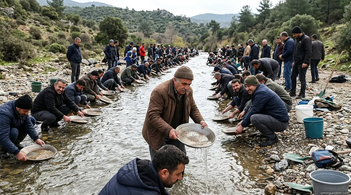 İzmir'de Altın Avı: Kemalpaşa Yiğitler Deresi'nde 120 Kişi Pan Başına Geçti