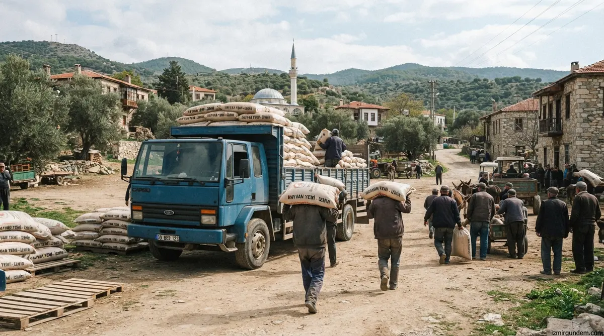 İzmir'de Yangın Mağduru 47 Üreticiye 30 Ton Yem Desteği