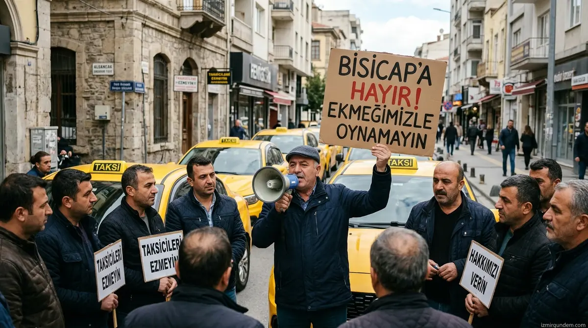 İzmirli Taksicilerden Alsancak'ta Bisicap İsyanı