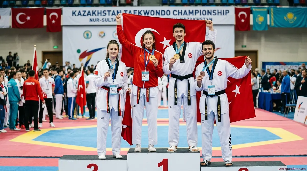 İzmirli Tekvandoculardan Kazakistan'da Madalya Şovu