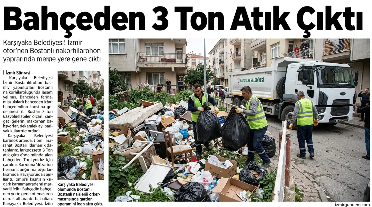 Karşıyaka Bostanlı'da Çöp Ev Operasyonu: Bahçeden 3 Ton Atık Çıktı