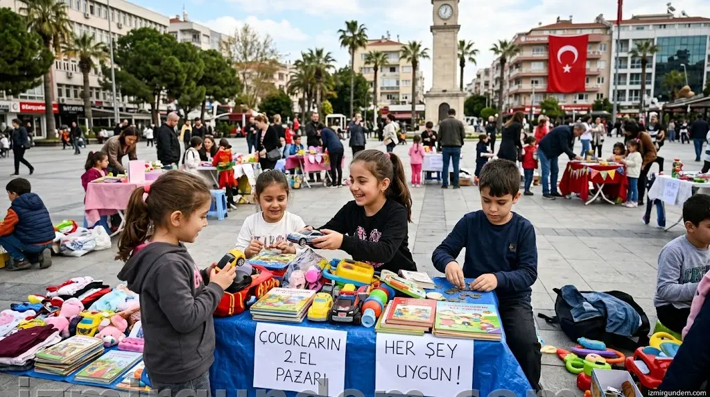 Karşıyaka Zühtü Işıl Meydanı'nda Çocuklardan 2. El Pazarı Mesaisi