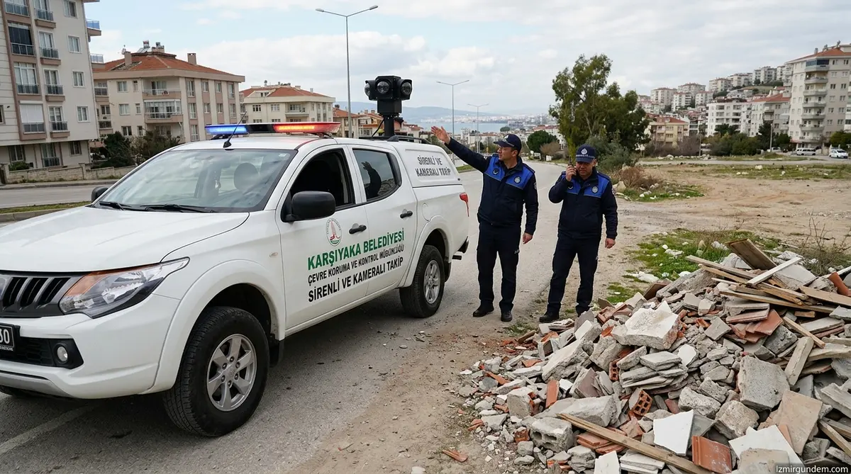 Karşıyaka'da Moloz Atana Sirenli ve Kameralı Takip