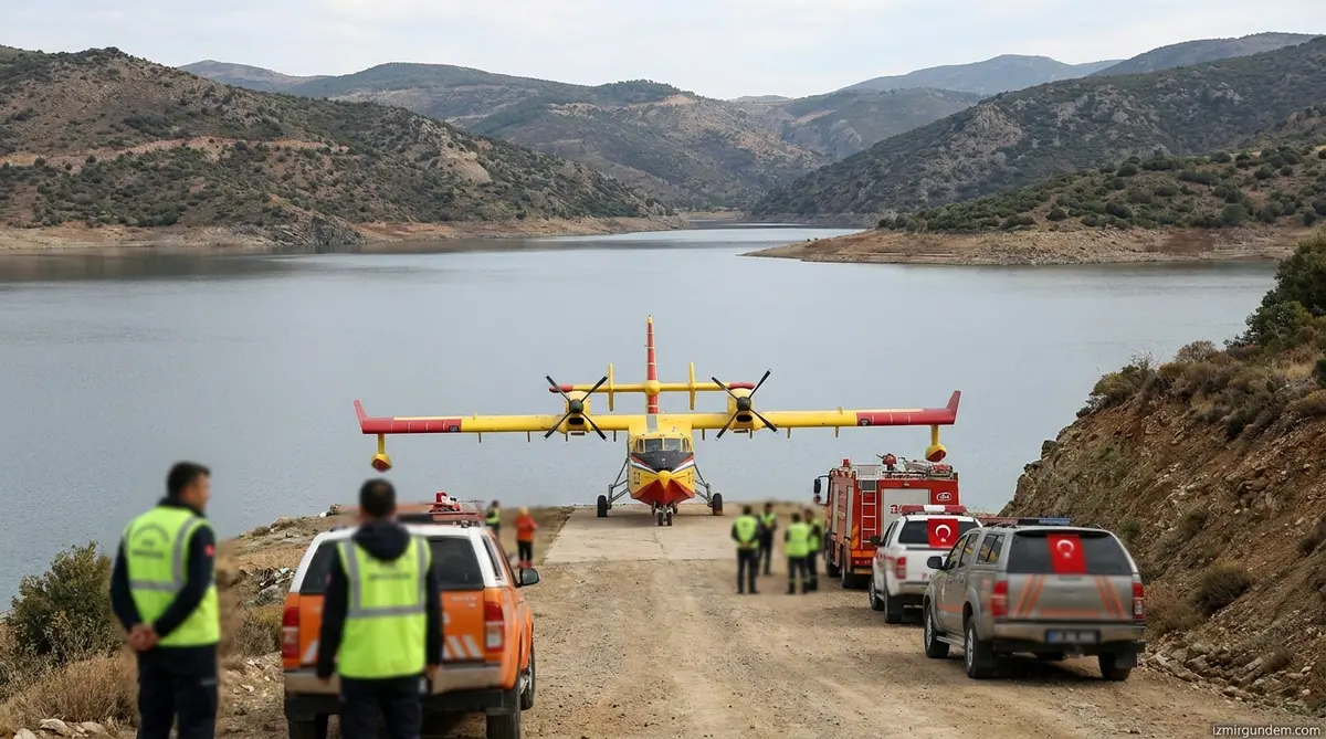 Kiraz Yangınında Uçak Krizi: Pilot Mustafa Alp Baraj Kıyısına İndi