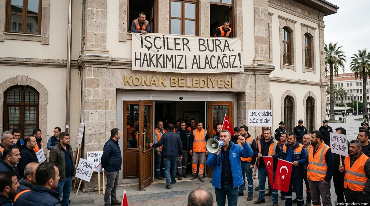 Konak Belediyesi'nde İşçiler Binayı İşgal Etti