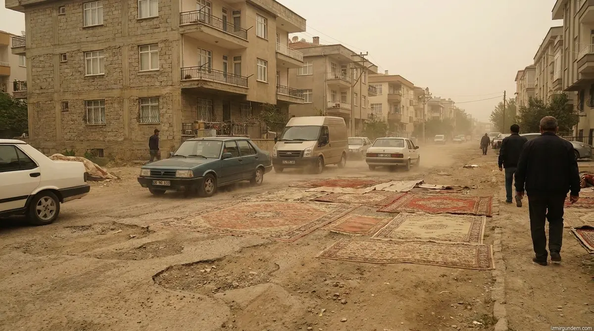Konak Gültepe'de Yol Çilesi: Tozdan Bunalan Mahalleli Sokağa Halı