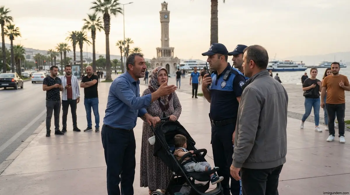 Konak Sahil Bulvarı'nda Bebekli Ailenin Önünü Kestiler