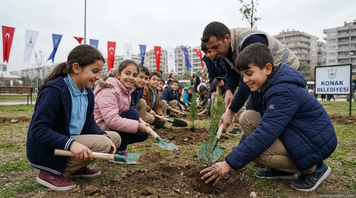 Konak'ta Minik Eller Gelecek İçin Fidan Dikti