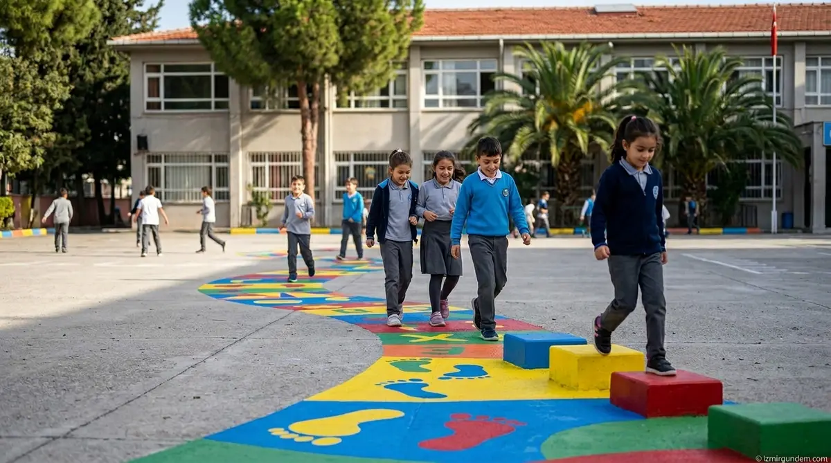 Konak'ta Okul Bahçeleri Renkli Yol ile Yenilendi