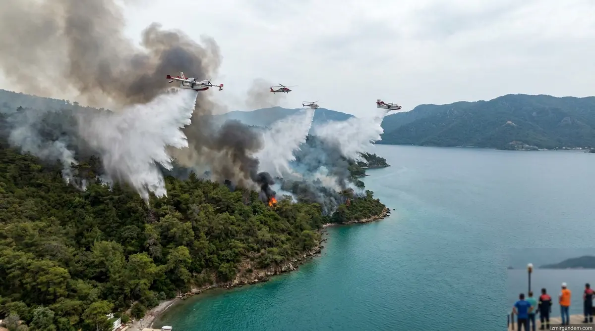 Marmaris Yalancıboğaz'da Orman Yangını: Alevlerle Mücadele İkinci