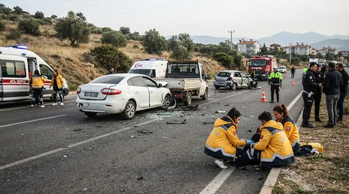 Menderes-Seferihisar Yolunda Zincirleme Kaza: 7 Yaralı