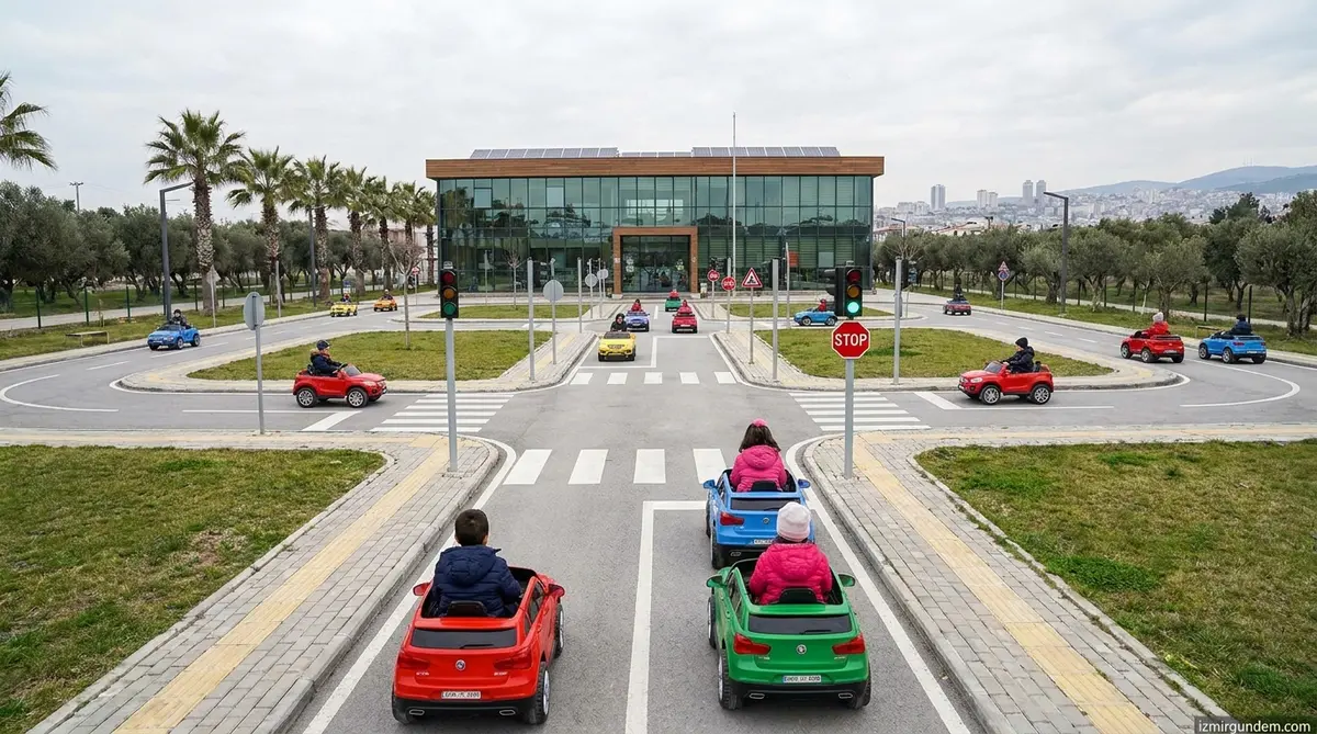 Menemen'de Çocuklar Trafik Kurallarını Parkurda...