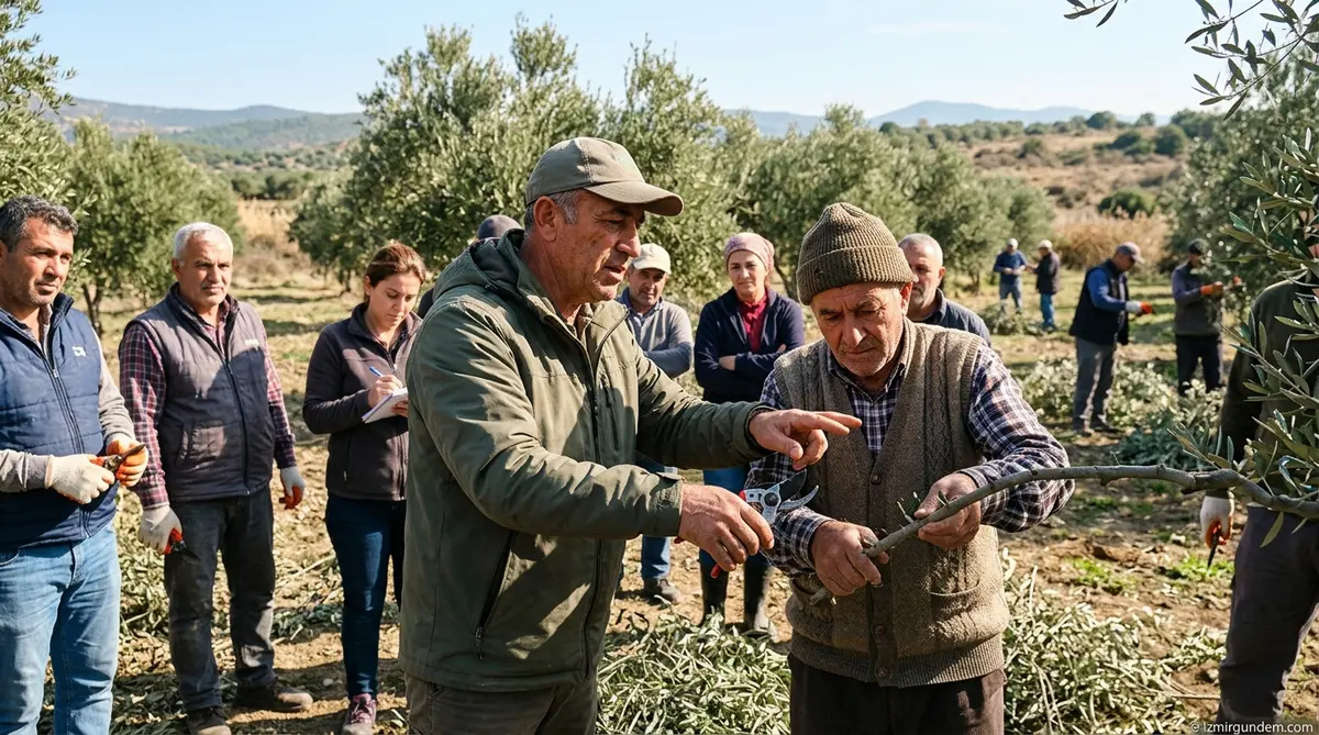Seferihisar Zeytininde Verim Artacak: Üreticiye Sahada Budama Eğitimi