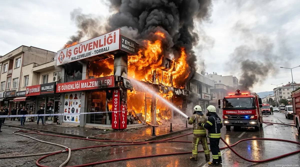 Torbalı 7 Eylül Mahallesi'nde İş Güvenliği Mağazası Alevlere Teslim Oldu
