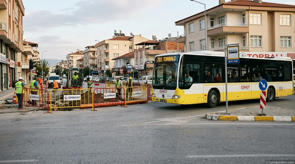 Torbalı'da İZMİRGAZ Çalışması Başladı: 2 ESHOT Hattının Rotası Değişti