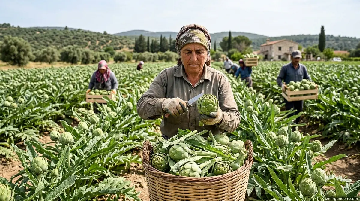 Urla'da Sakız Enginarı Mesaisi: Rekolte Yüzde 20 Arttı