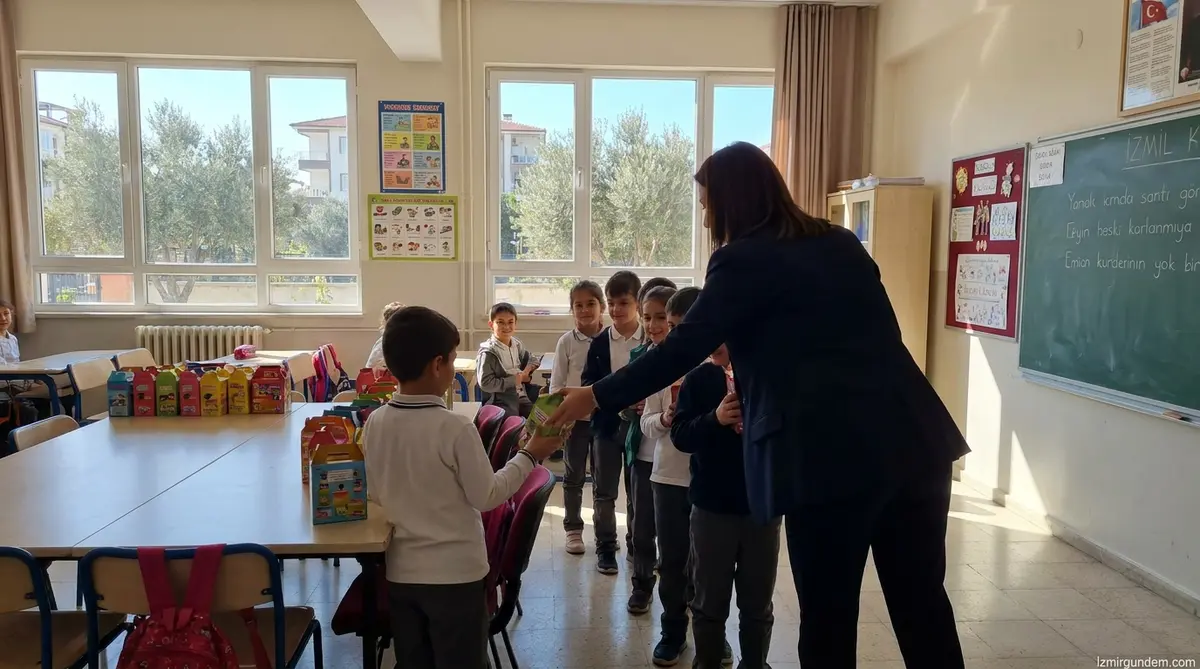 Çeşme'de Miniklere Kırtasiye Desteği: Lal Denizli Okulları Gezdi