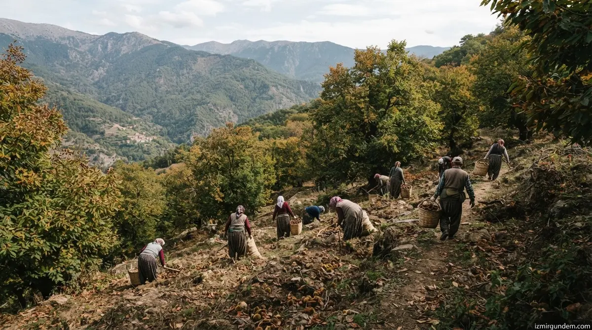 Ödemiş Yaylalarında Kestane Hasadı: Avrupa Yolculuğu Başladı
