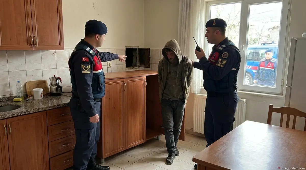 Ödemiş'te 23 Yıl Cezalı Firari Mutfaktaki Gizli Bölmede Yakalandı